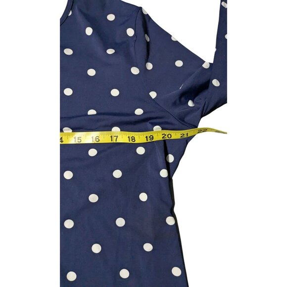 Lands End Navy Polka Dot Long Sleeve Top XL - Picture 9 of 10